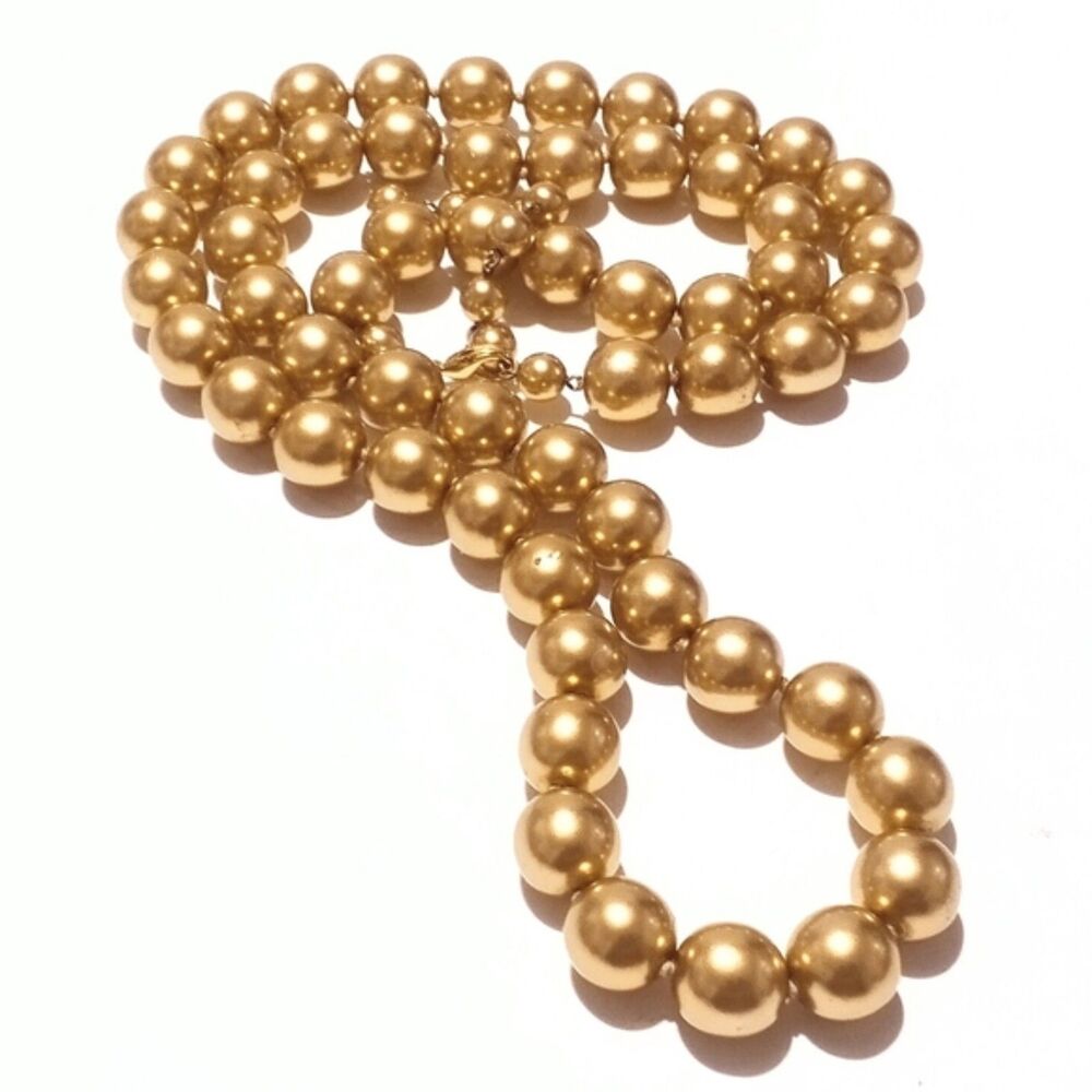 Joan Rivers Chunky Faux Gold Glass Pearl Statement Necklace